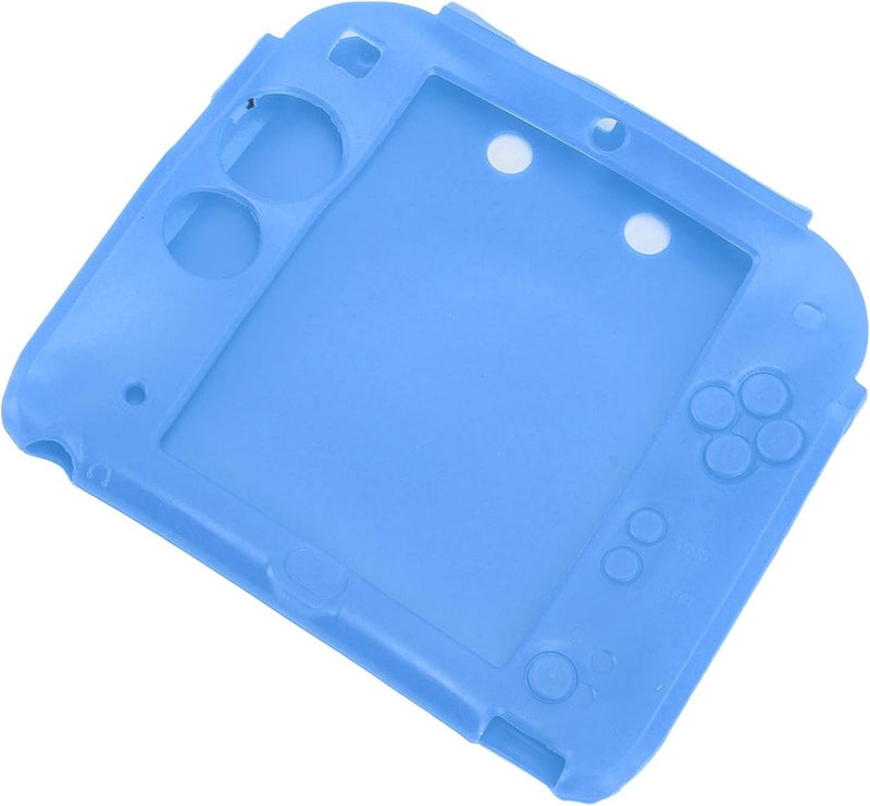 Dpofirs Handheld Game Console Silicone Cover for 2DS Soft Protective Case Scratch with Top Bottom Screen Protector (Blue) - Image 3